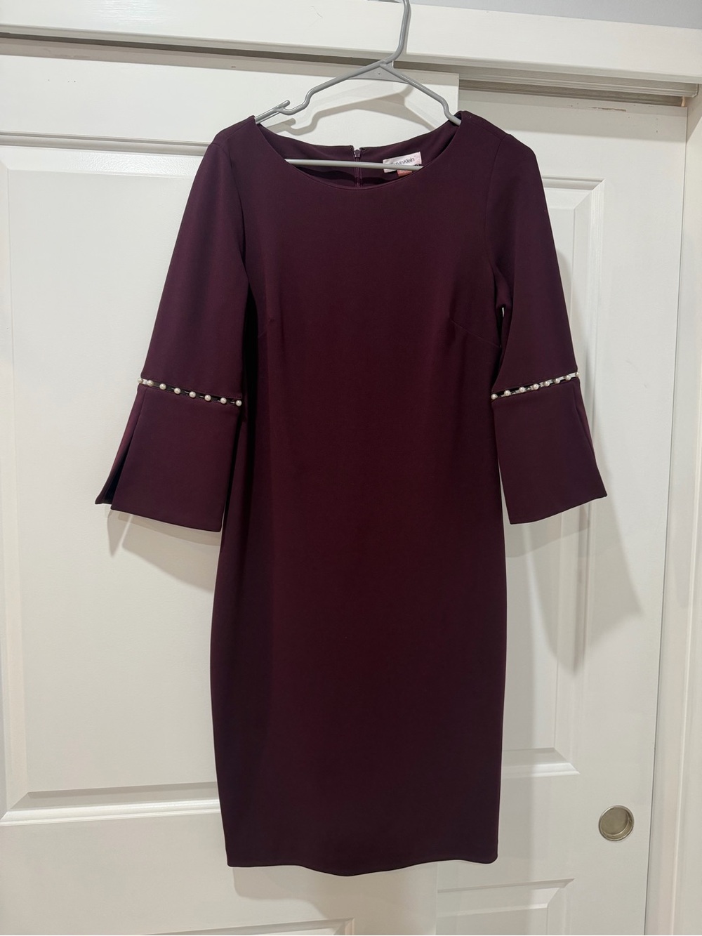 Calvin Klein Pearl Embellished Bell-Sleeve Midi Dress Dress